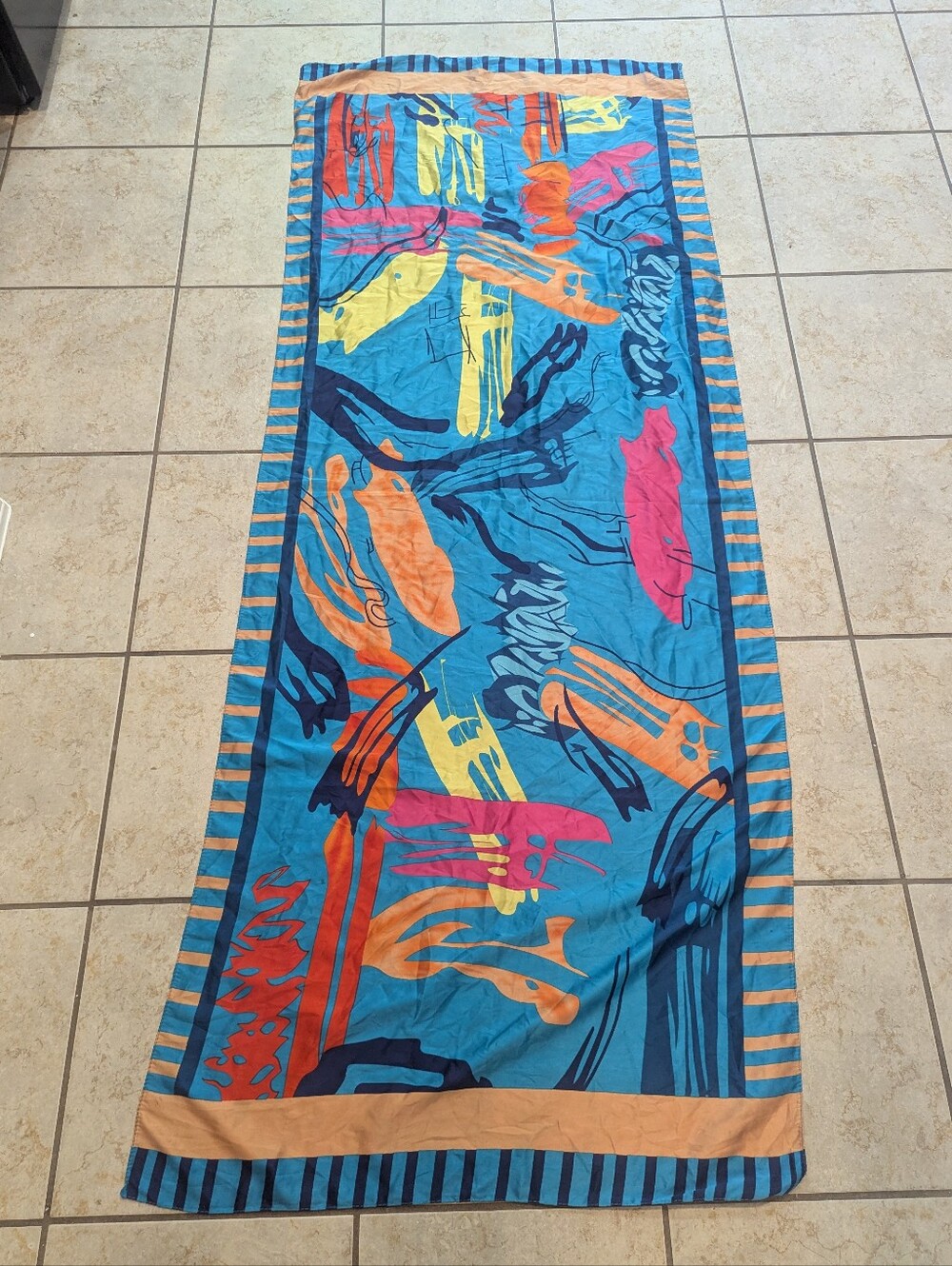 Vintage Long Rectangular Abstract Scarf
